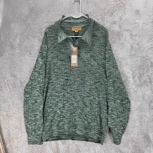 NWT Prestige Original Sweater Mens 2XL Green Long Sleeve Knit Polo Pullover